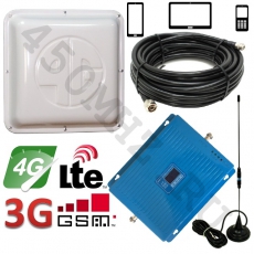 Комплект усиления Интернета 4G (LTE-1800), 3G (UMTS 900/2100) и телефонной связи (GSM 900/1800) для смартфонов и телефонов